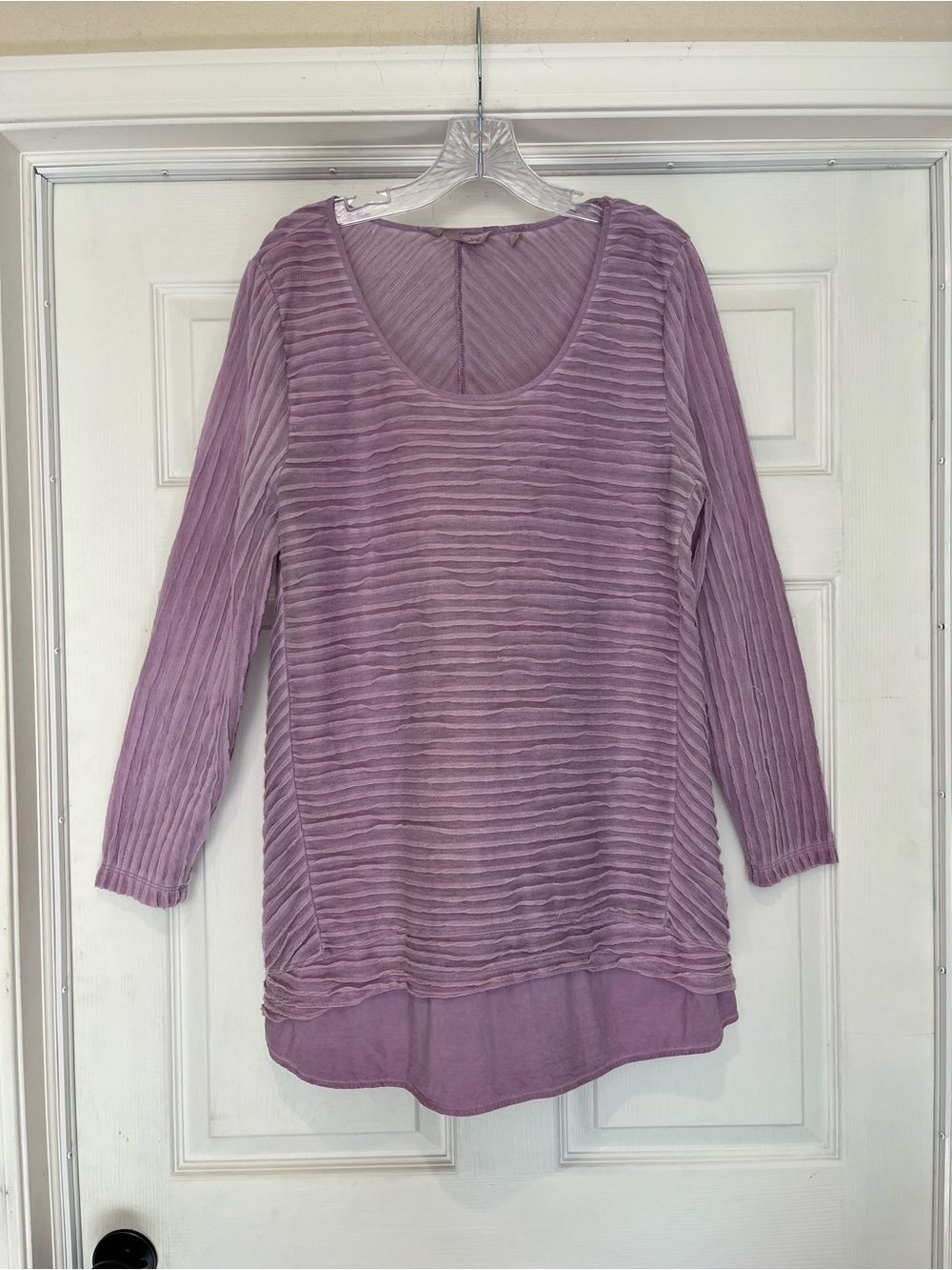 Soft Surroundings | Thea Lavender Pleated Textured Tunic Top, Large
